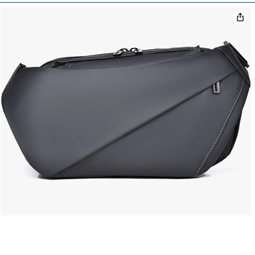 NWT Men's Gray Waterproof Multifunctional Travel Crossbody Bag Adjustable Strap